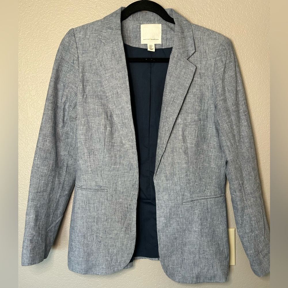 mercer&madison Women's Linen Blend Summer Blazer Business Career Work Attire